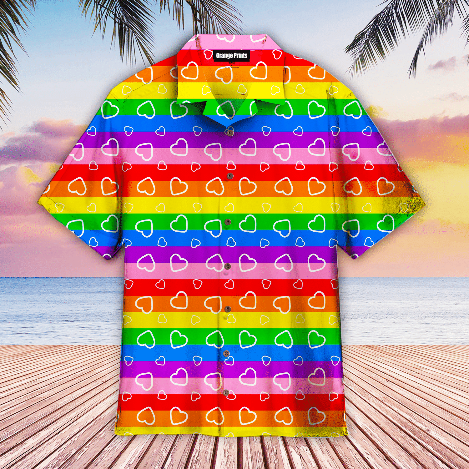 LGBT Heart Rainbow Hawaiian Shirt