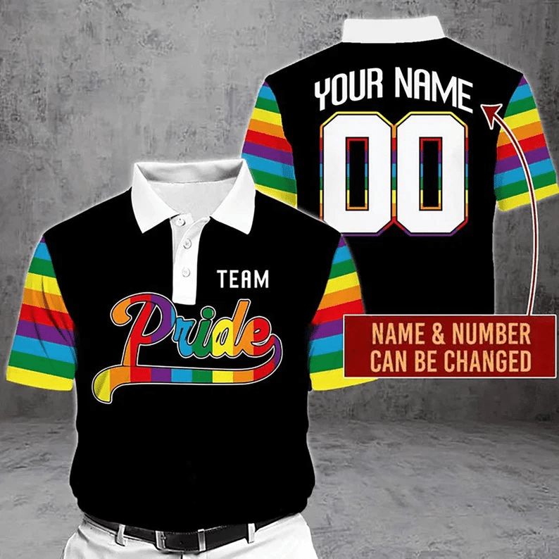 LGBT Pride Team Personalized Name and Number 3D All Over Print Polo Shirt