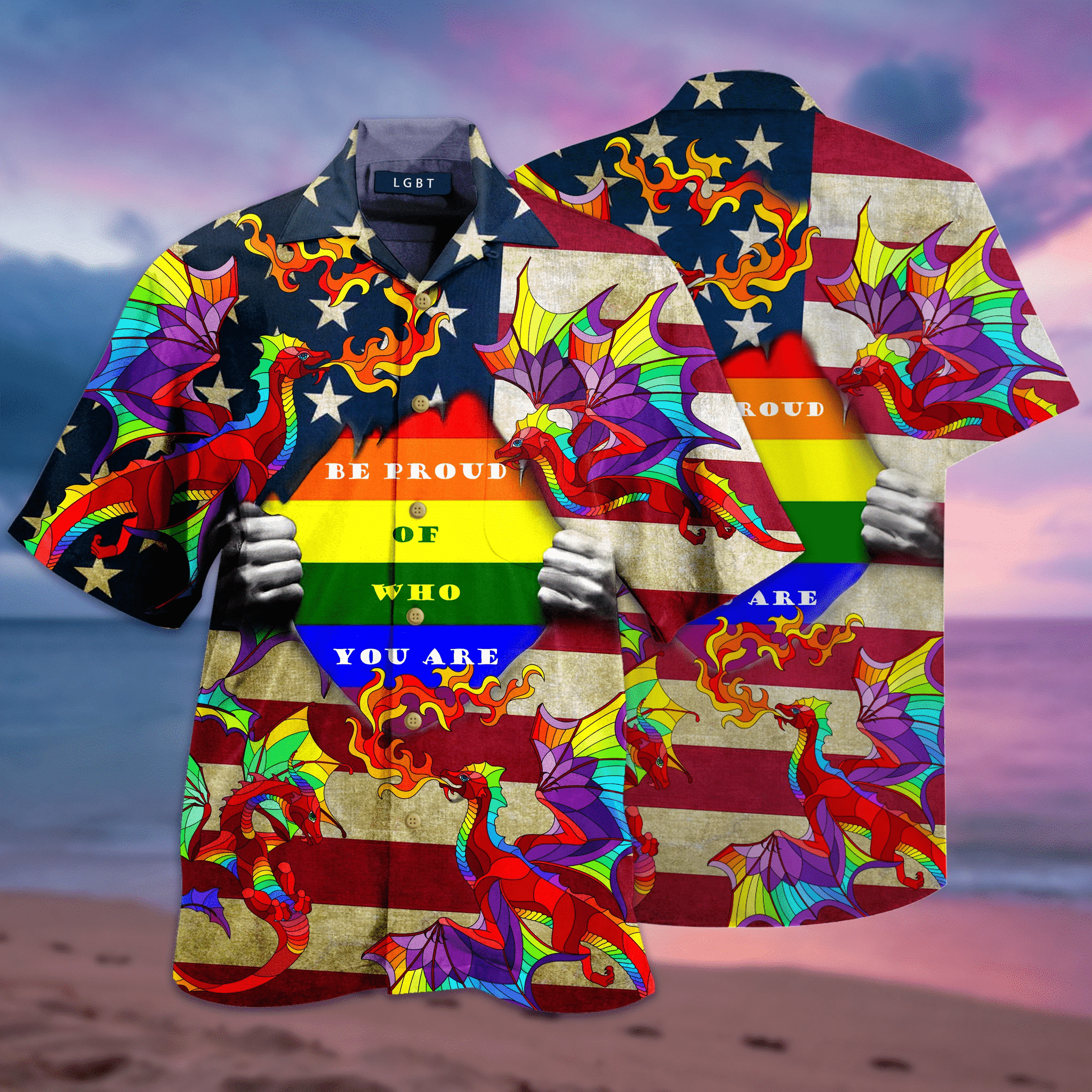 Lgbt Rainbow Dragon Hawaiian Shirt