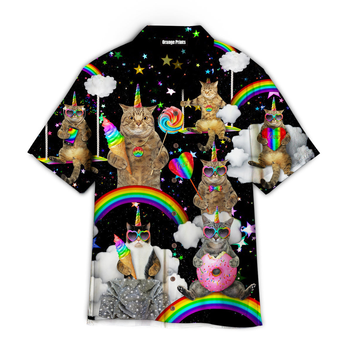 LGBT With Unicorn Cat Hawaiian Shirt