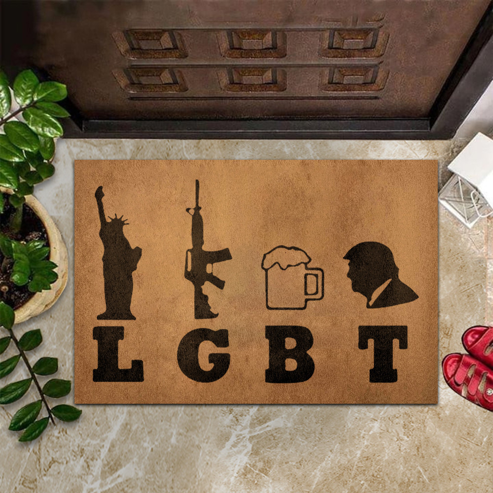 Liberty Guns Beer Trump LGBT Rubber Doormat LGBT Parody Support Donald Trump Campaign MAGA Merch