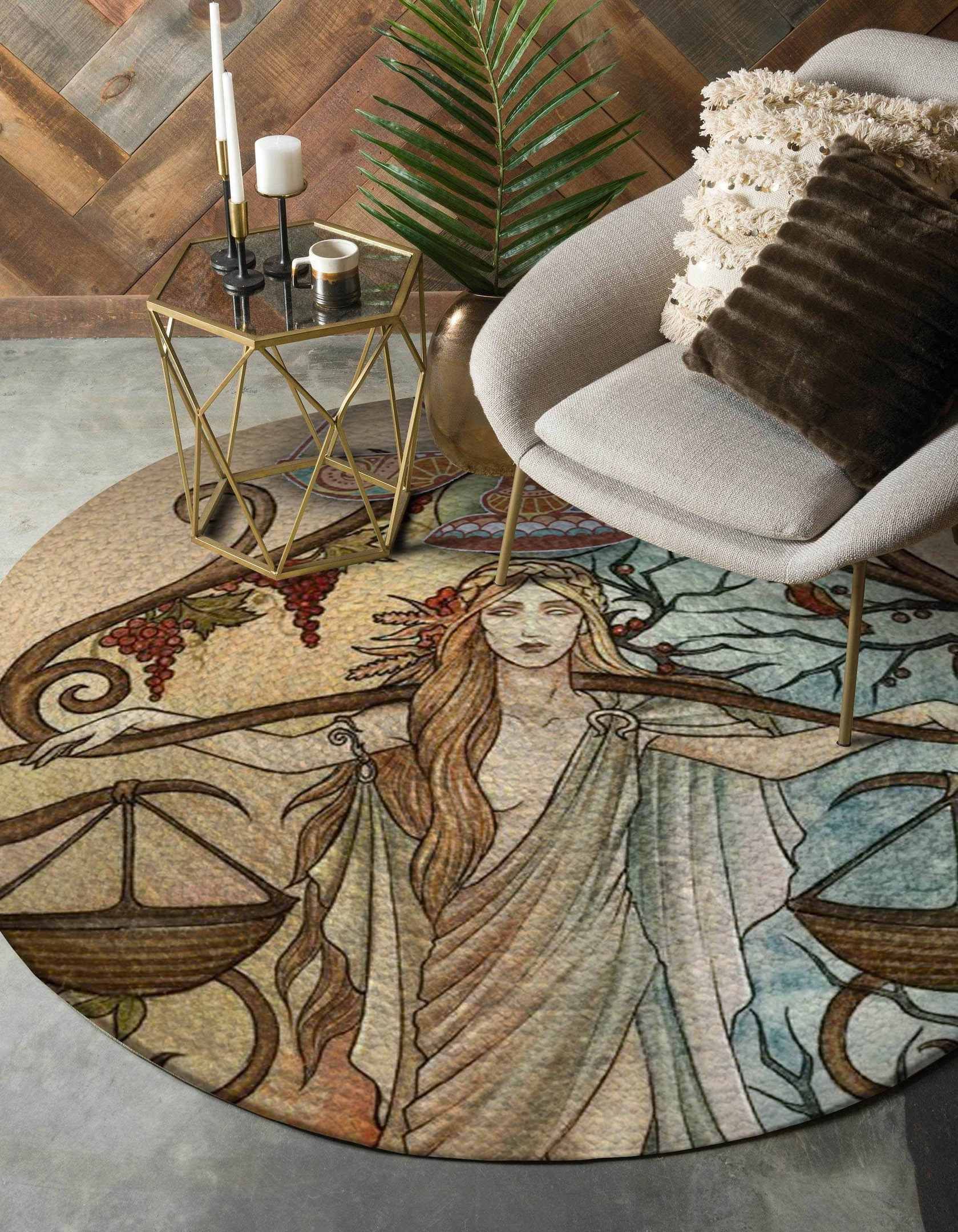 Libra Zodiac Round Rug Carpet Bedroom Livingroom Home Decor