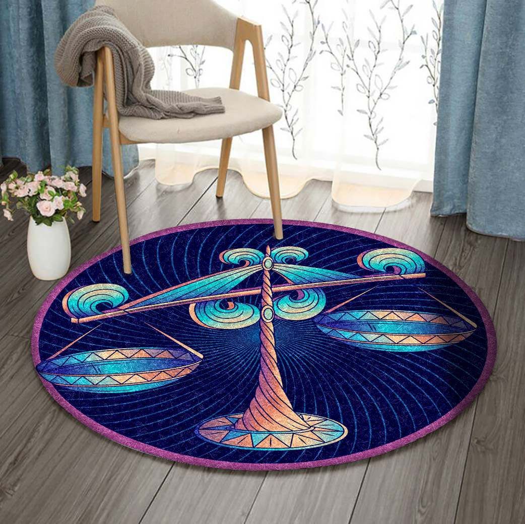 Libra Zodiac Sign Horoscope Round Rug Carpet Bedroom Livingroom Home Decor