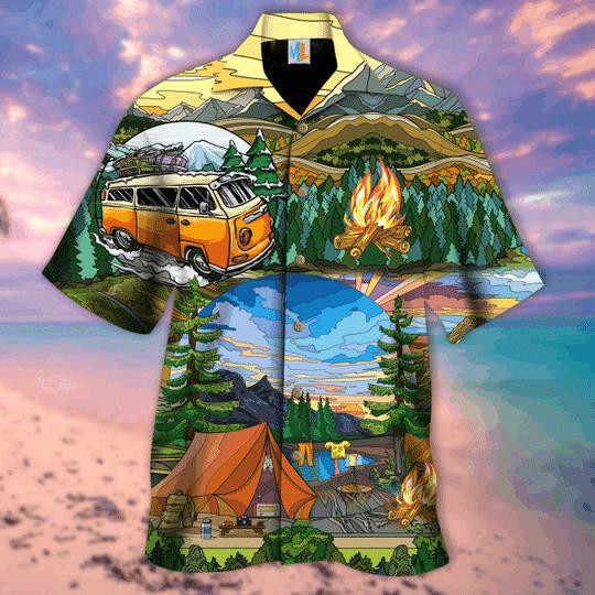 Life Is Best When You Are Camping Green Hawaiian Shirt