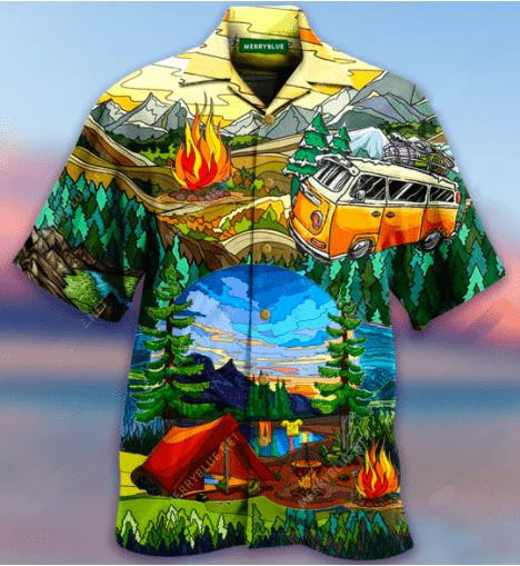 Life Is Best When You Are Camping Green Hawaiian Shirt