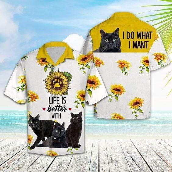 Life Is Better With Cats Colorful Aloha Hawaiian Shirt