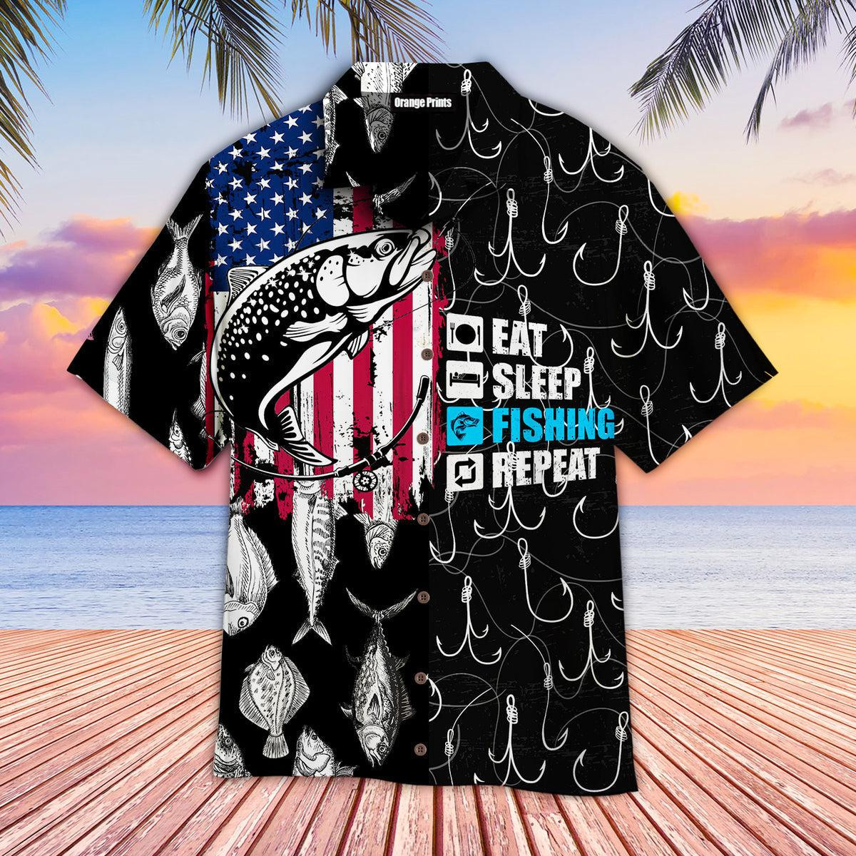 Life Is Better With Eat Sleep Fishing Repeat Hawaiian Shirt