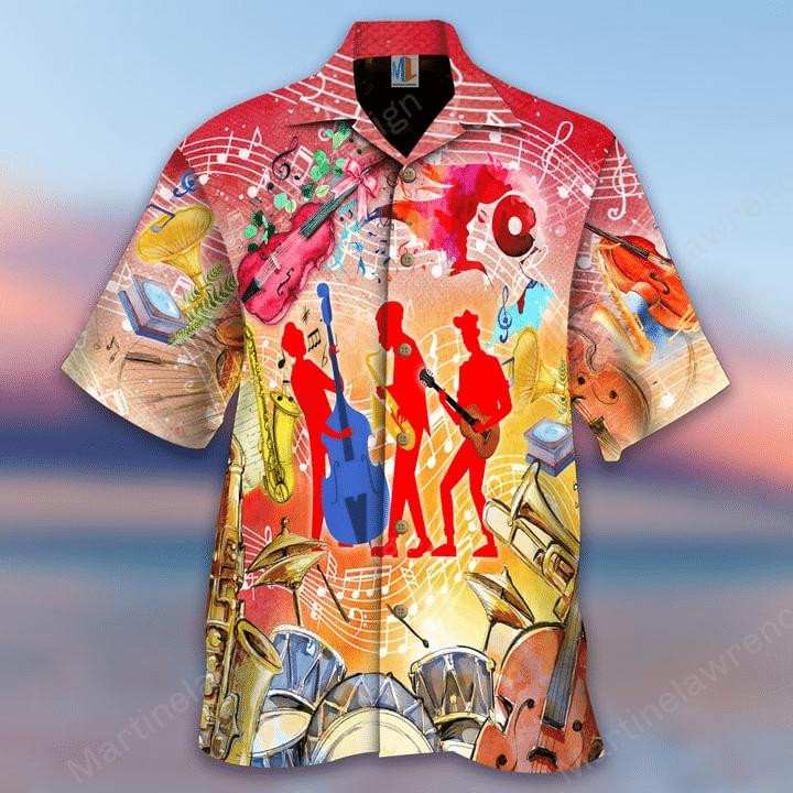 Life Is Good Jazz Music Makes It Better Aloha Hawaiian Shirt
