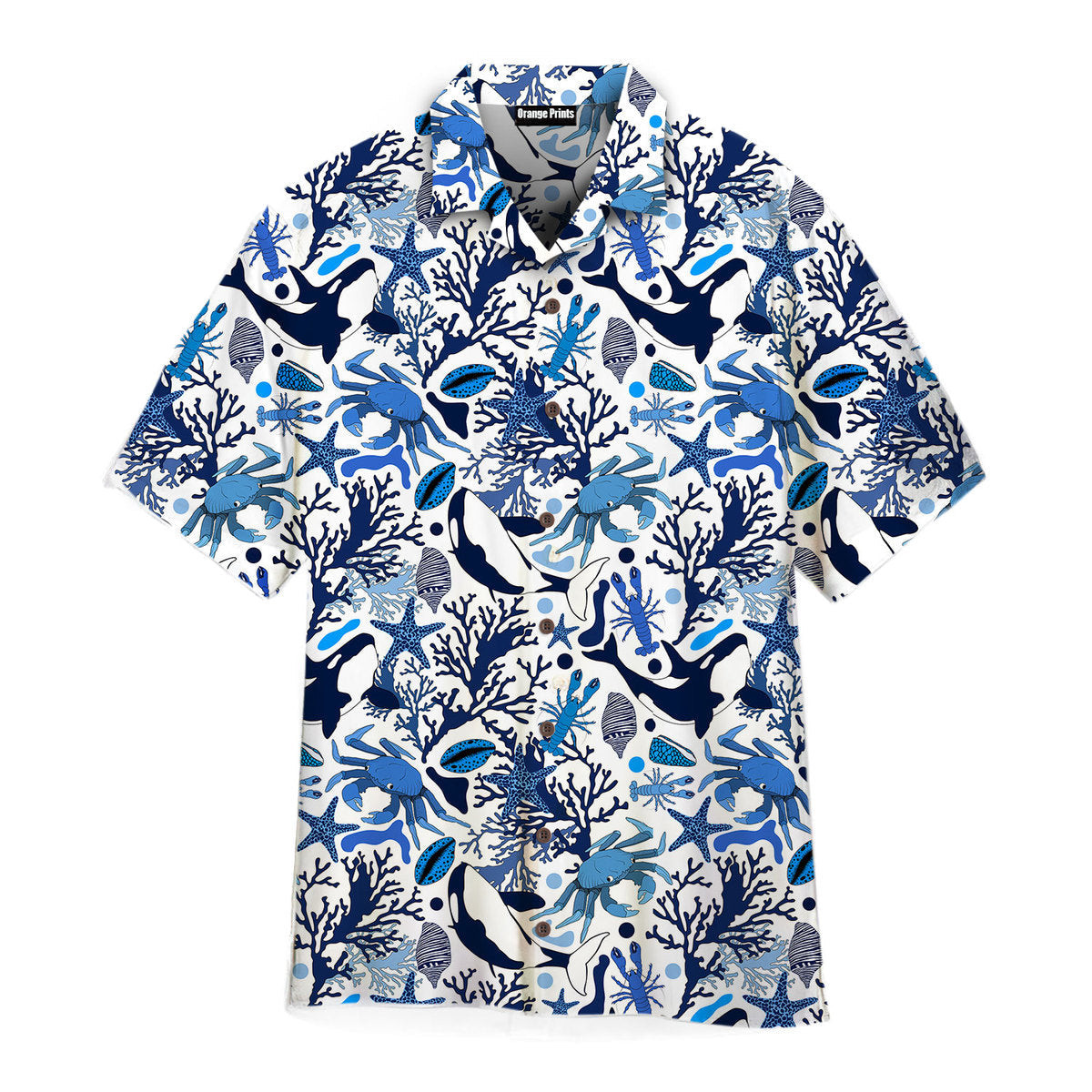Life Of Ocean With Whales Crabs And Lobsters Pattern Hawaiian Shirt