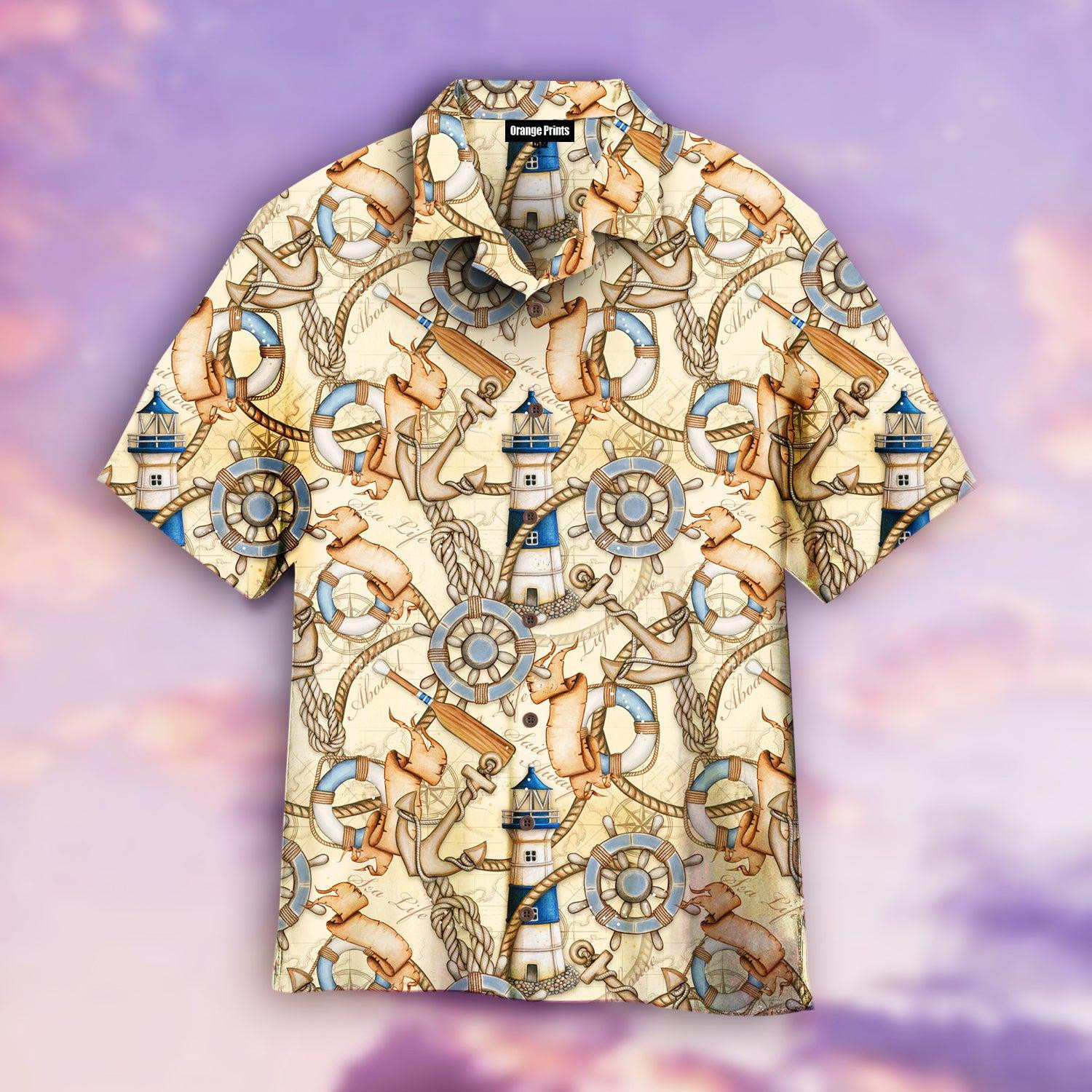 Lighthouse Aboard Sea Life Hawaiian Shirt