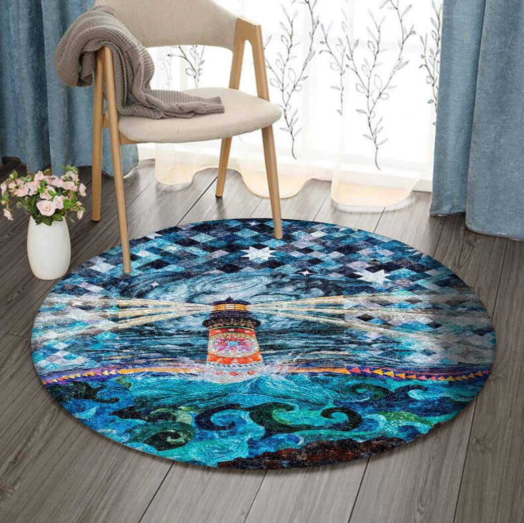 Lighthouse Ocean Round Rug Carpet Bedroom Livingroom Home Decor