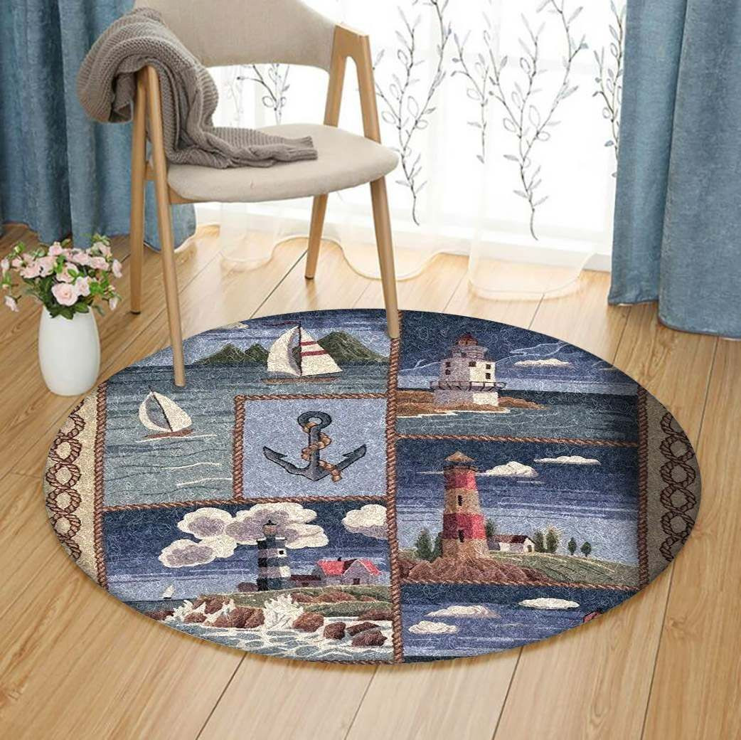 Lighthouse Round Rug Carpet Bedroom Livingroom Home Decor