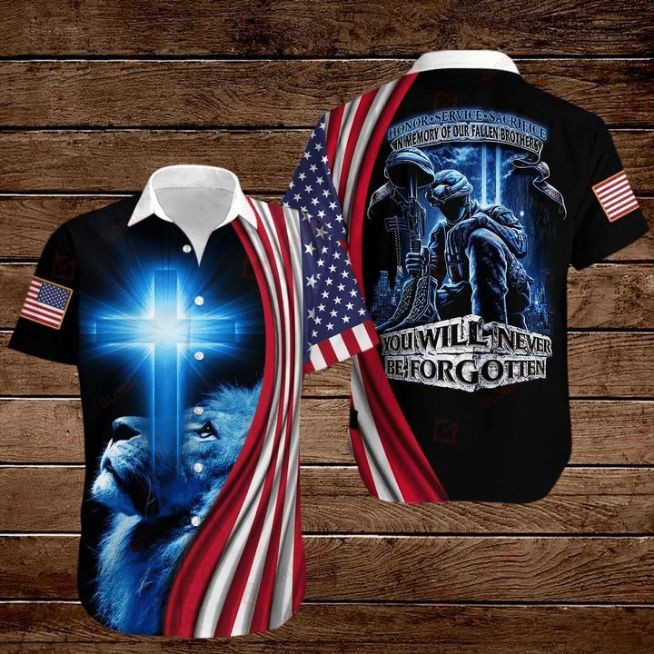 Lion Cross Memorial Day Honor Service Sacrifice In Memory Of Our Fallen Brothers Hawaiian Shirt