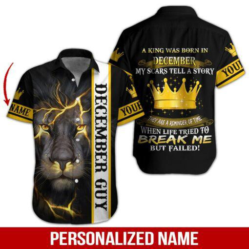 Lion December Guy Personalized Hawaiian Shirt