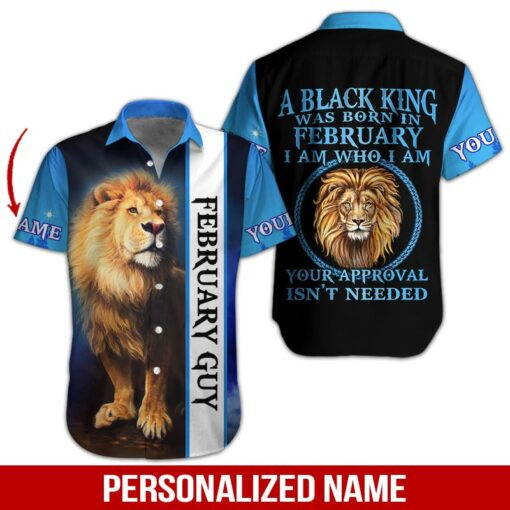 Lion February Guy Cancer Guy Personalized Hawaiian Shirt