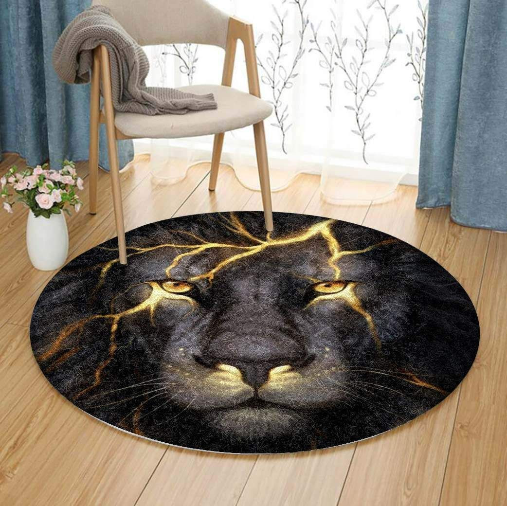 Lion Fire Round Rug Carpet Bedroom Livingroom Home Decor