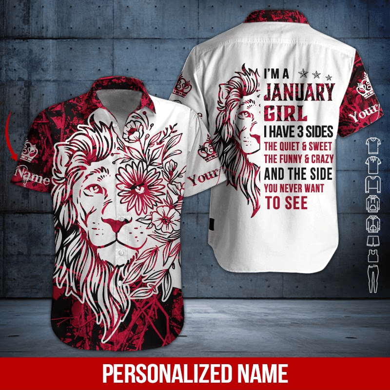 Lion January Girl Personalized Hawaiian Shirt