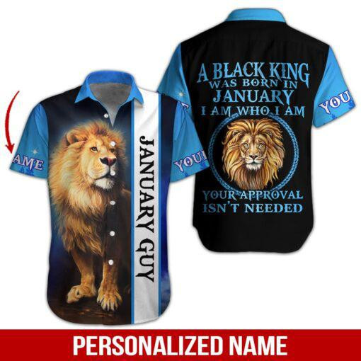 Lion January Guy Personalized Hawaiian Shirt