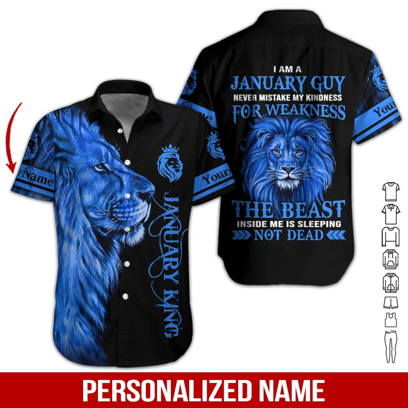 Lion January Guy Personalized Hawaiian Shirt