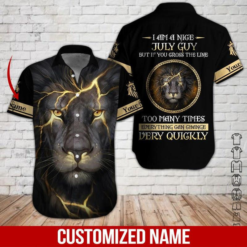 Lion July Guy Personalized Hawaiian Shirt