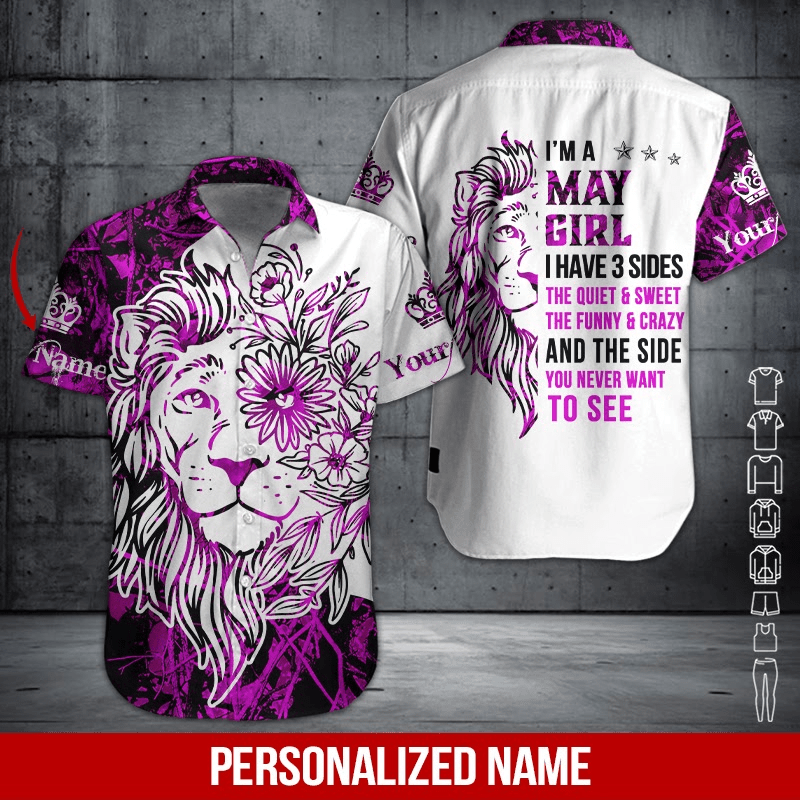 Lion May Girl Personalized Hawaiian Shirt