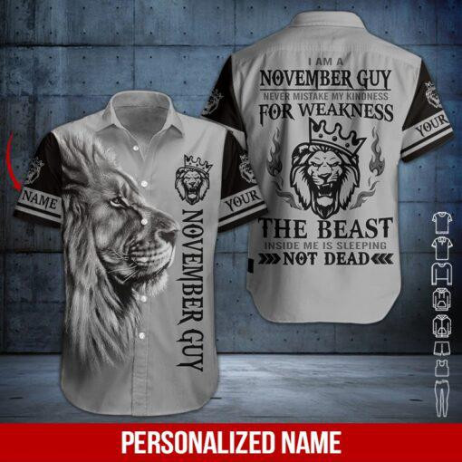 Lion November Guy Personalized Hawaiian Shirt