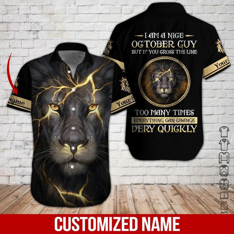 Lion October Guy Personalized Hawaiian Shirt