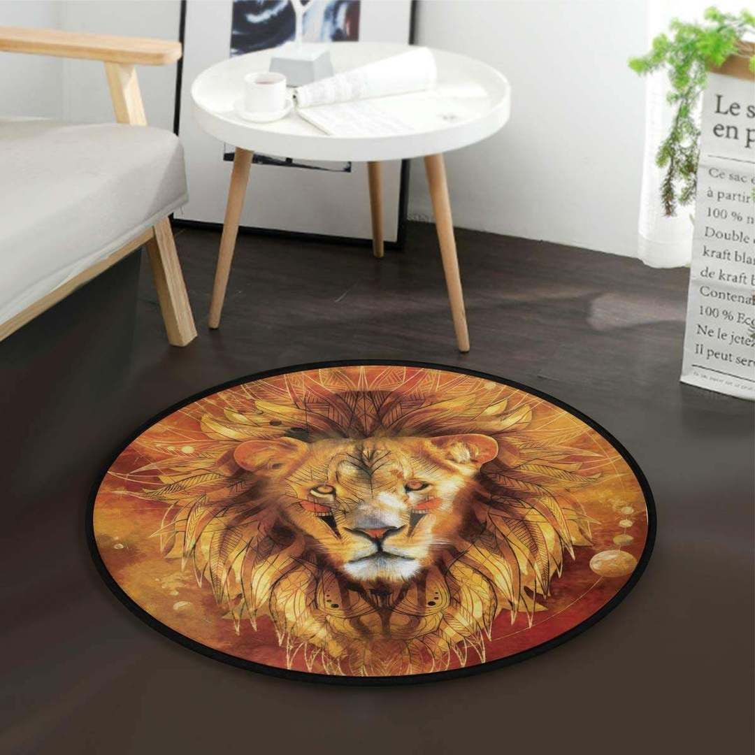 Lion Round Rug Carpet Bedroom Livingroom Home Decor