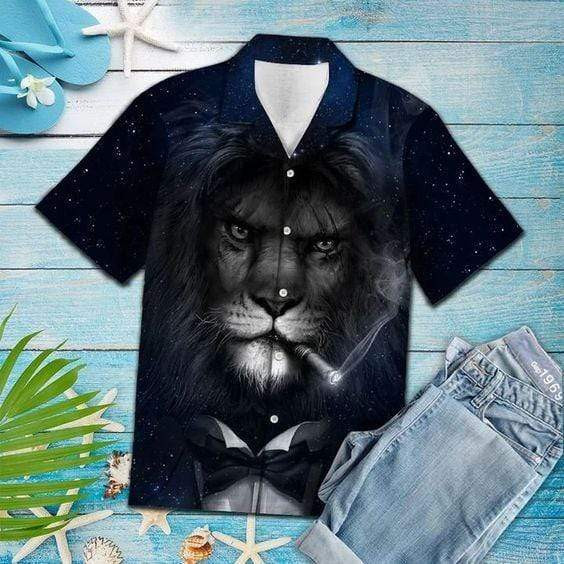 Lion Smoking Cool Hawaiian Shirt
