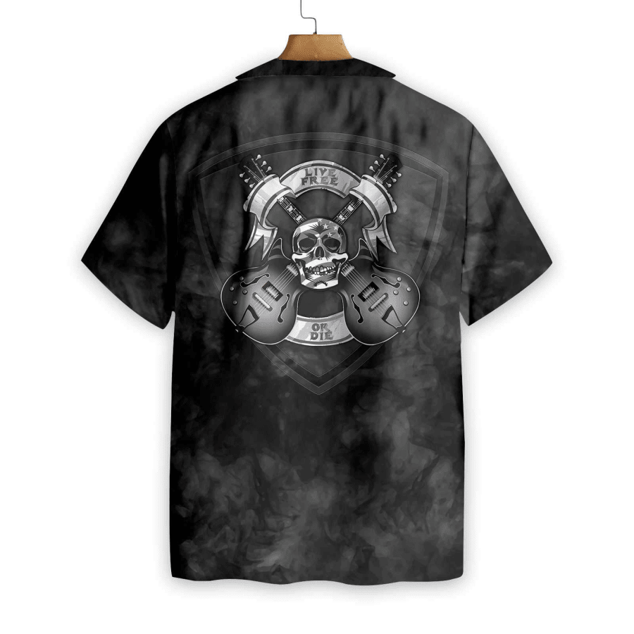 Live Free Or Die Guitar On Smoke Hawaiian Shirt