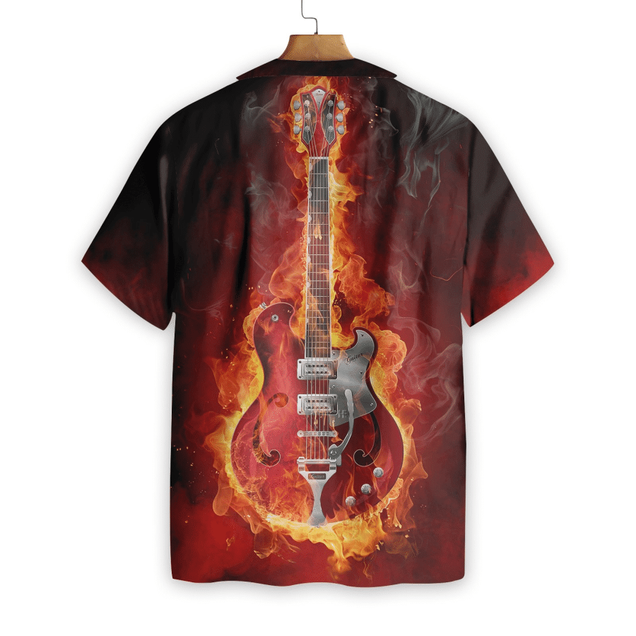 Live Hard Die Strong Burning Guitar Hawaiian Shirt