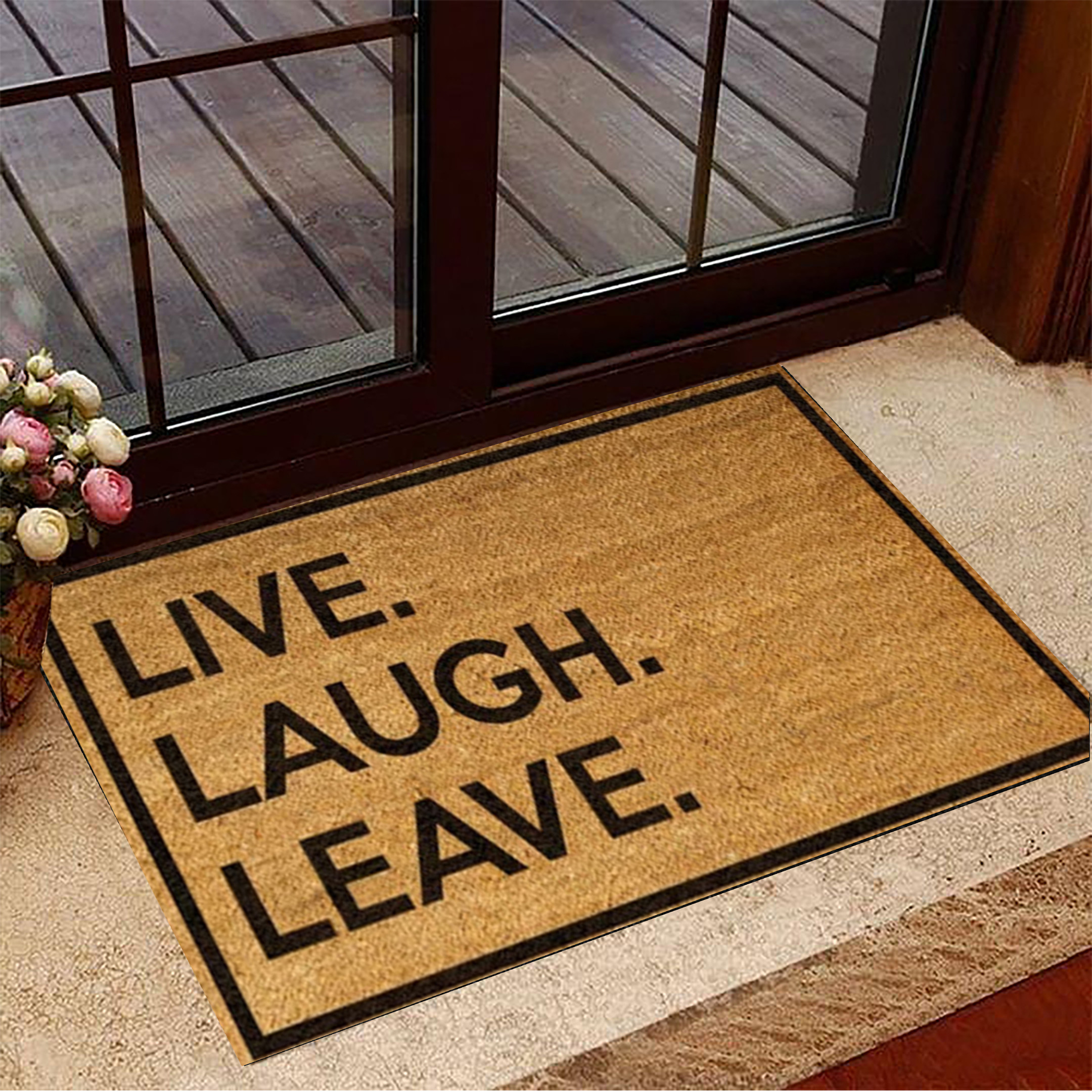 Live Laugh Leave Rubber Doormat Humor Unwelcome Mat Funny Rubber Doormat Sayings