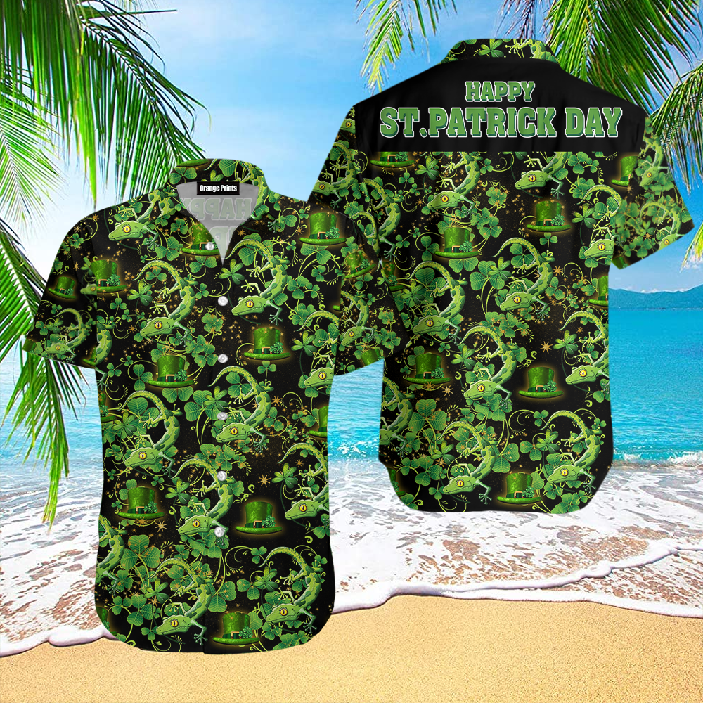 Lizard Love Irish St Patricks Day Hawaiian Shirt