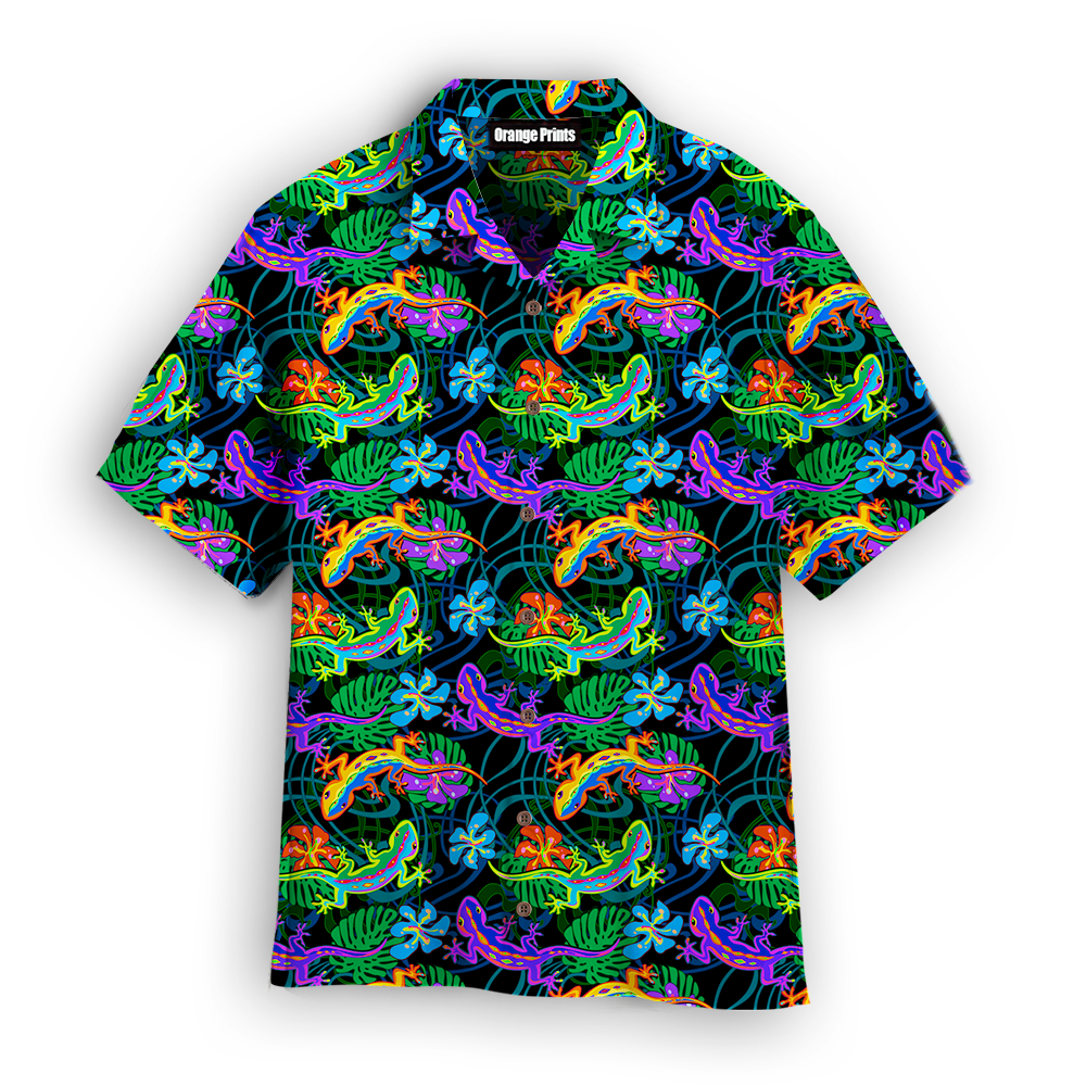Lizards And Leaves Tropical Pattern Hawaiian Shirt