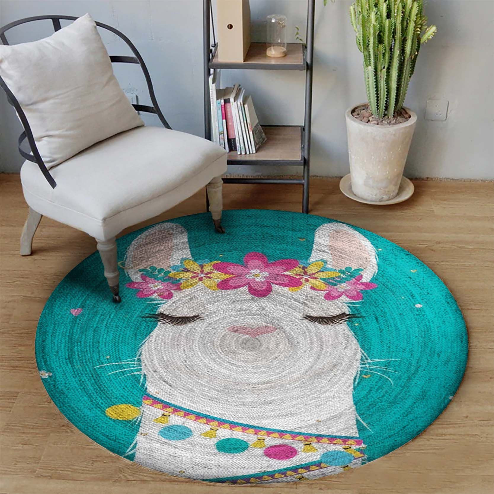Llama Round Rug Carpet Bedroom Livingroom Home Decor