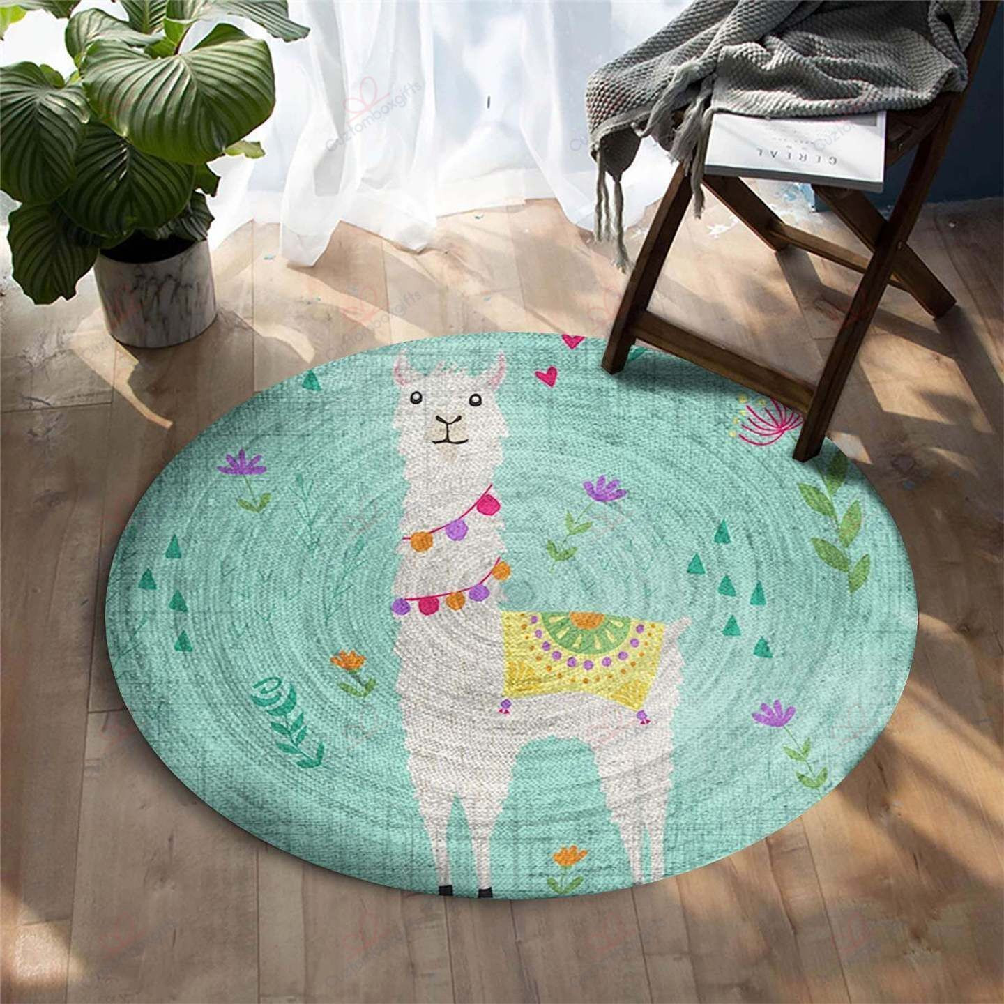 Llama Round Rug Carpet Bedroom Livingroom Home Decor