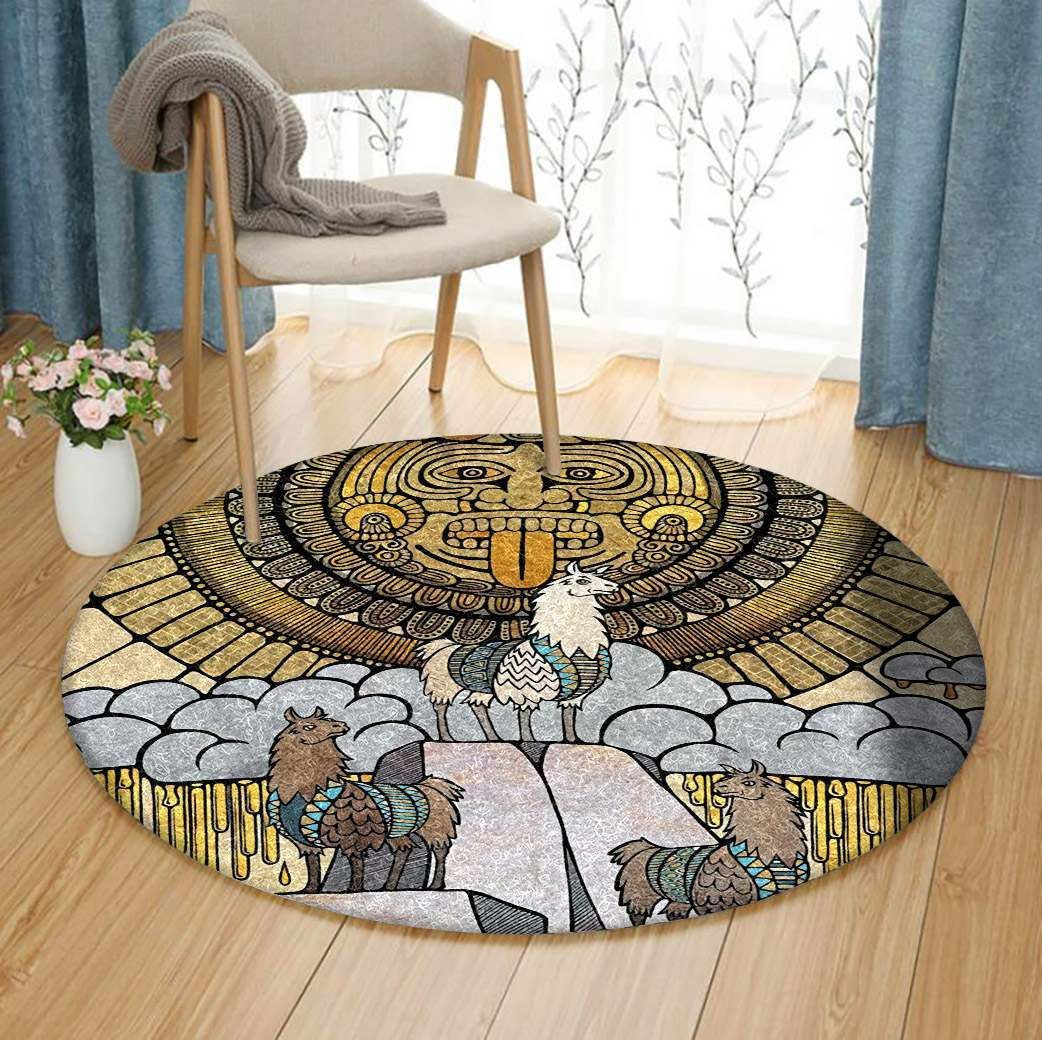 Llamas Round Rug Carpet Bedroom Livingroom Home Decor