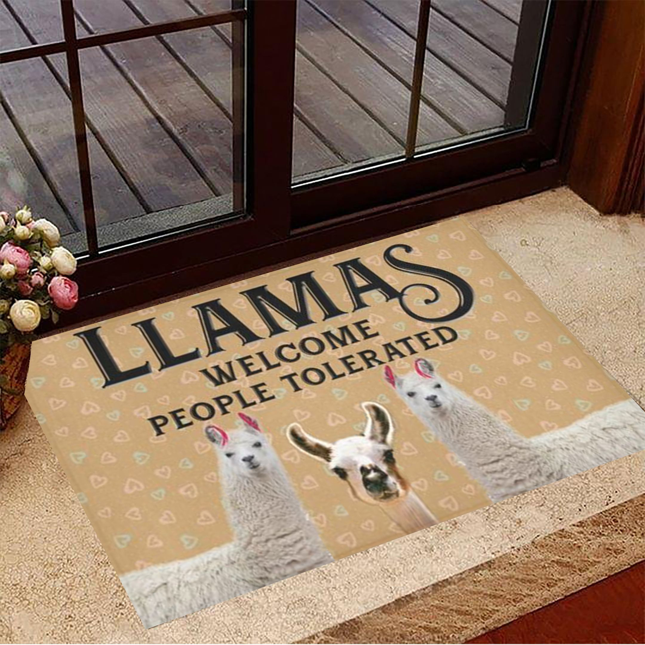 Llamas Welcome People Tolerated Rubber Doormat Cute Welcome Mats Housewarming Gift Ideas