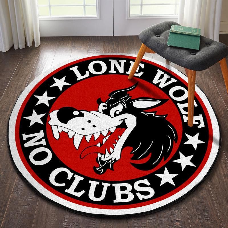 Lone Wolf No Clubs Hot Rod Round Rug Carpet Bedroom Livingroom Home Decor