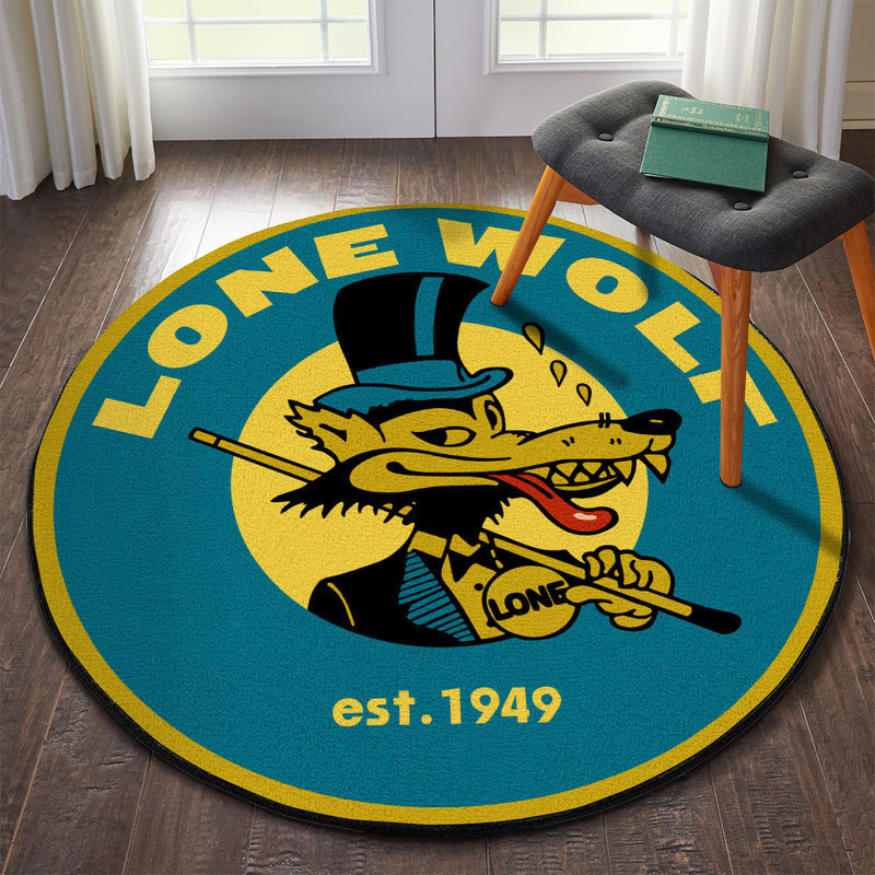 Lone Wolf Vintage Round Rug Carpet Bedroom Livingroom Home Decor