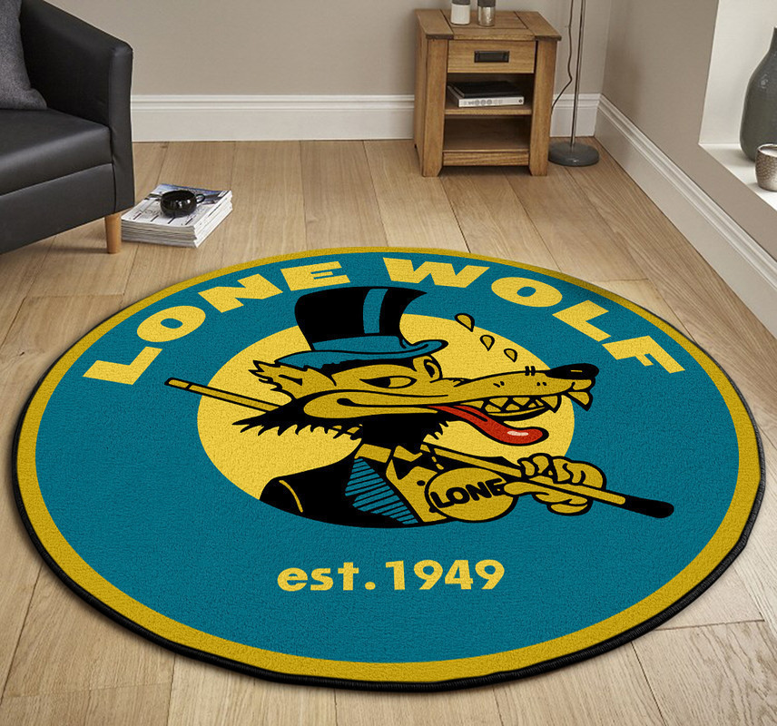 Lone Wolf Vintage Round Rug Carpet Bedroom Livingroom Home Decor - Image 3