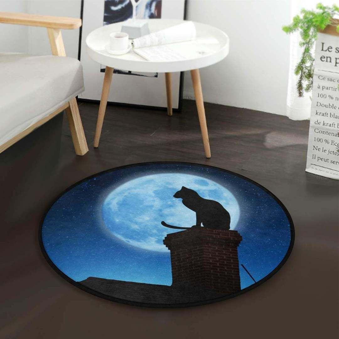 Lonely Cat Round Rug Carpet Bedroom Livingroom Home Decor