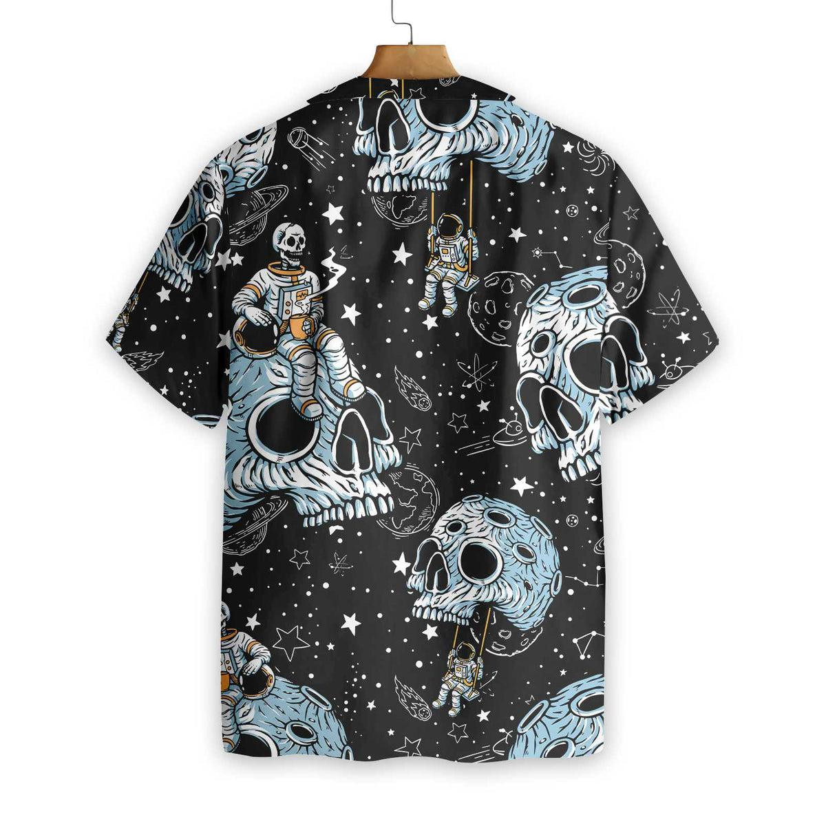Lonely Skull Planet Outta Space Hawaiian Shirt - Image 3