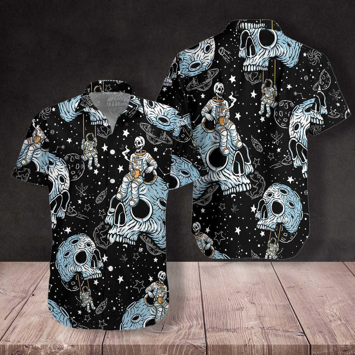 Lonely Skull Planet Outta Space Hawaiian Shirt