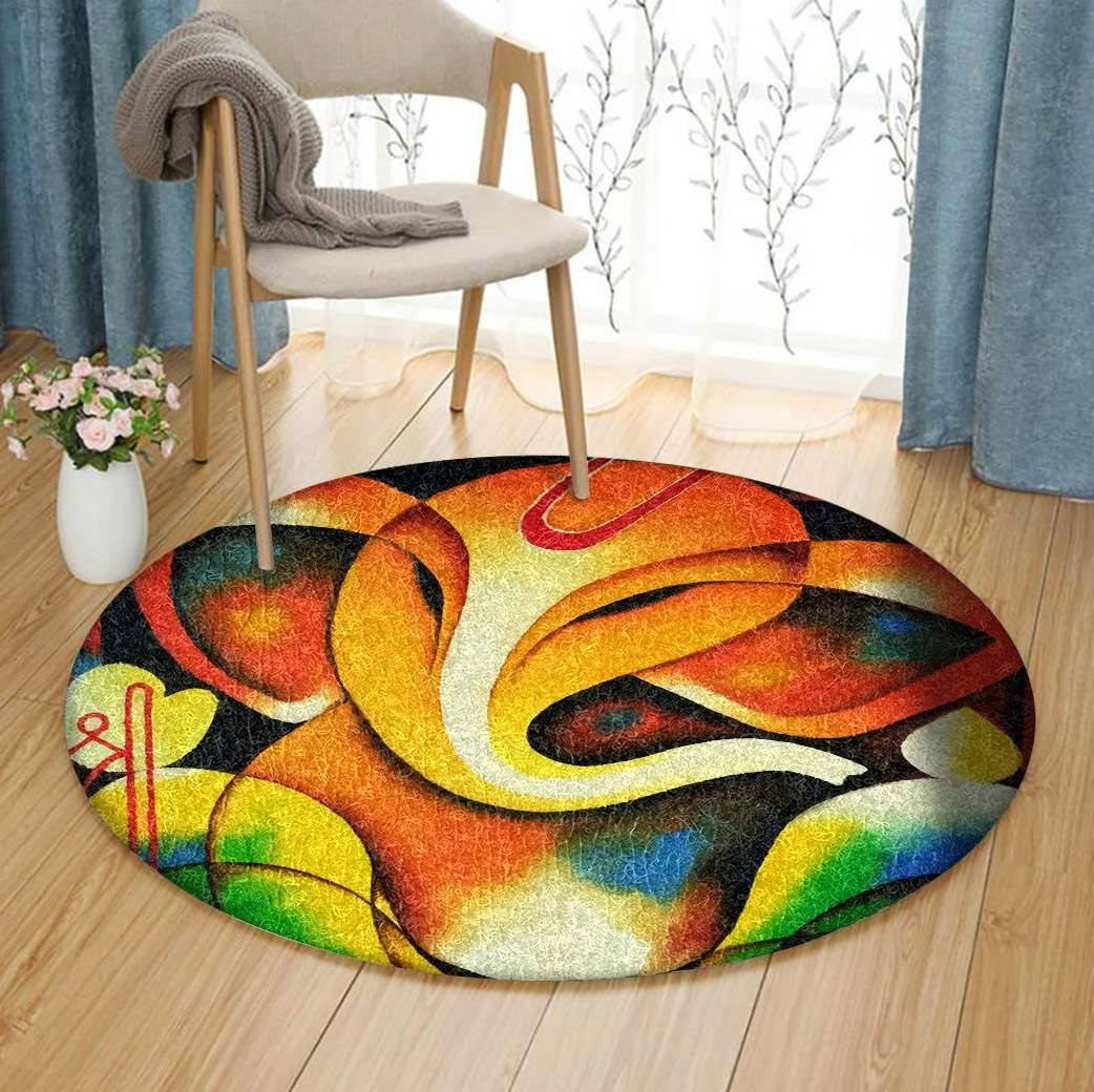 Lord Ganesha Round Rug Carpet Bedroom Livingroom Home Decor