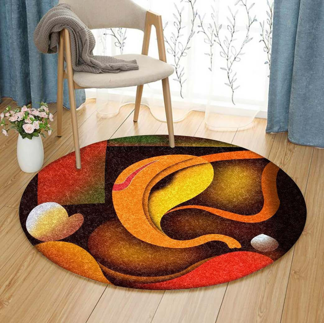 Lord Ganesha Round Rug Carpet Bedroom Livingroom Home Decor