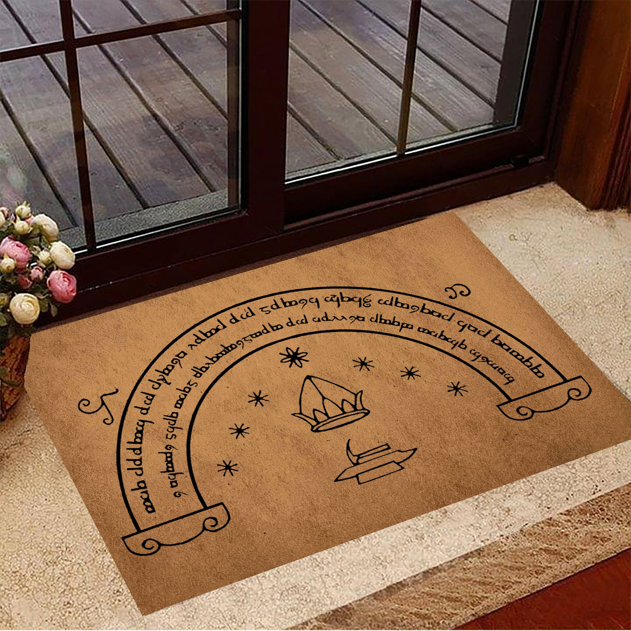 Lord Of The Rings Rubber Doormat Speak To Friend And Enter Welcome Mat Indoor Outdoor Rubber Doormat Decor