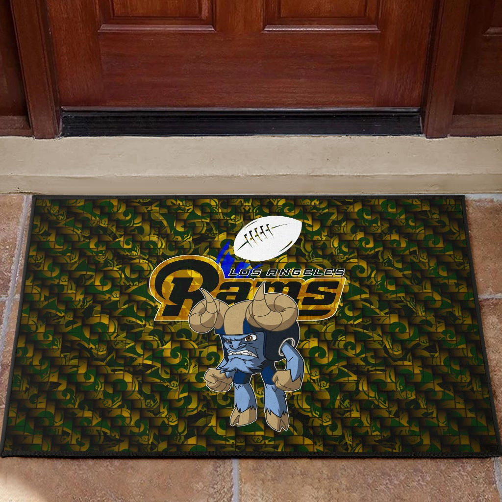 Los Angeles Rams American Football Angry Rusher LA Rampage Patterns Rubber Doormat Home Decor