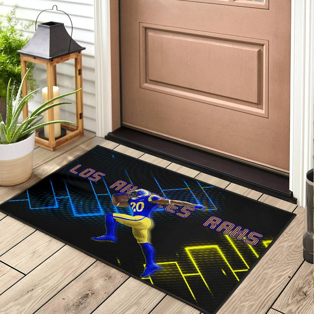 Los Angeles Rams American Football Cool Jalen Ramsey 20 Running Electronic Rubber Doormat Home Decor - Image 3