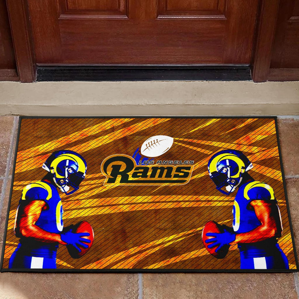 Los Angeles Rams American Football Cool Jalen Ramsey 20 With Rugby Ball Rubber Doormat Home Decor